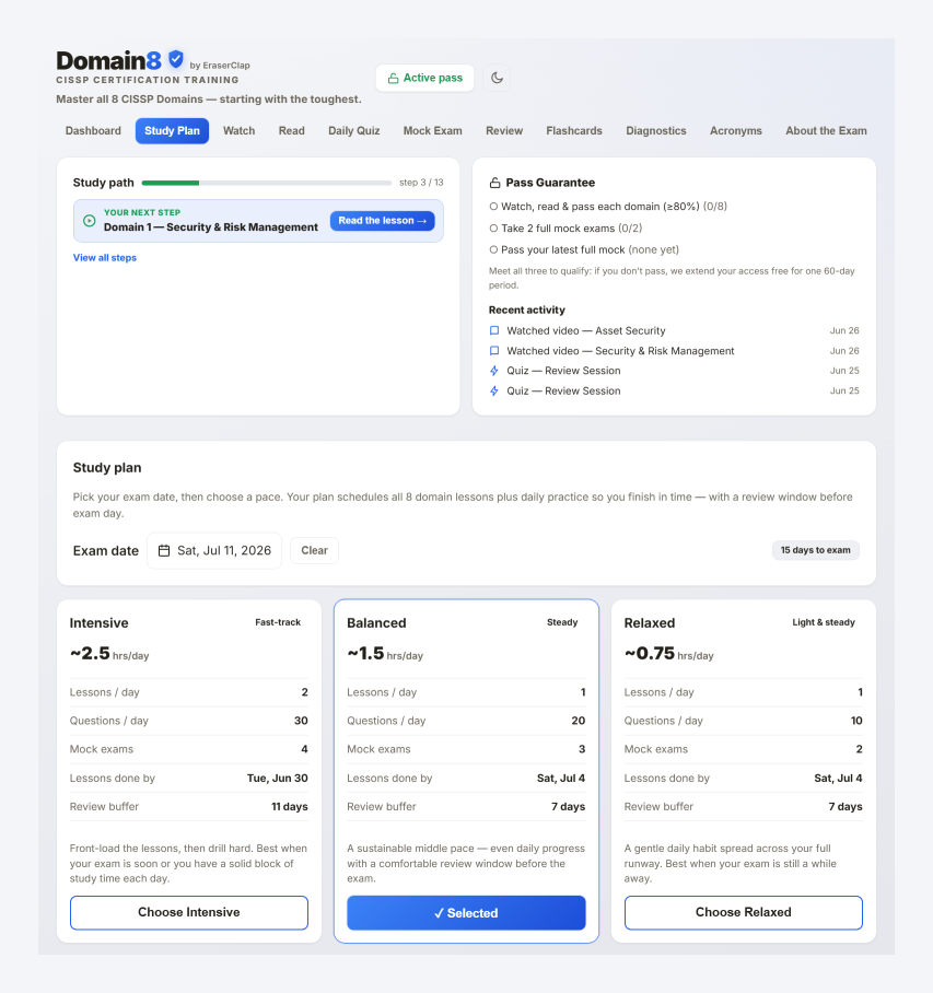 Domain8 study plan